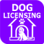 Dog Licensing Button With cartoon graphic of Dog with a Bone